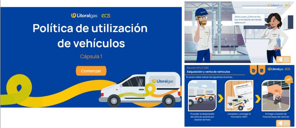 Diseño y desarrollo curso Política de utilización de vehículos para Litoral Gas
